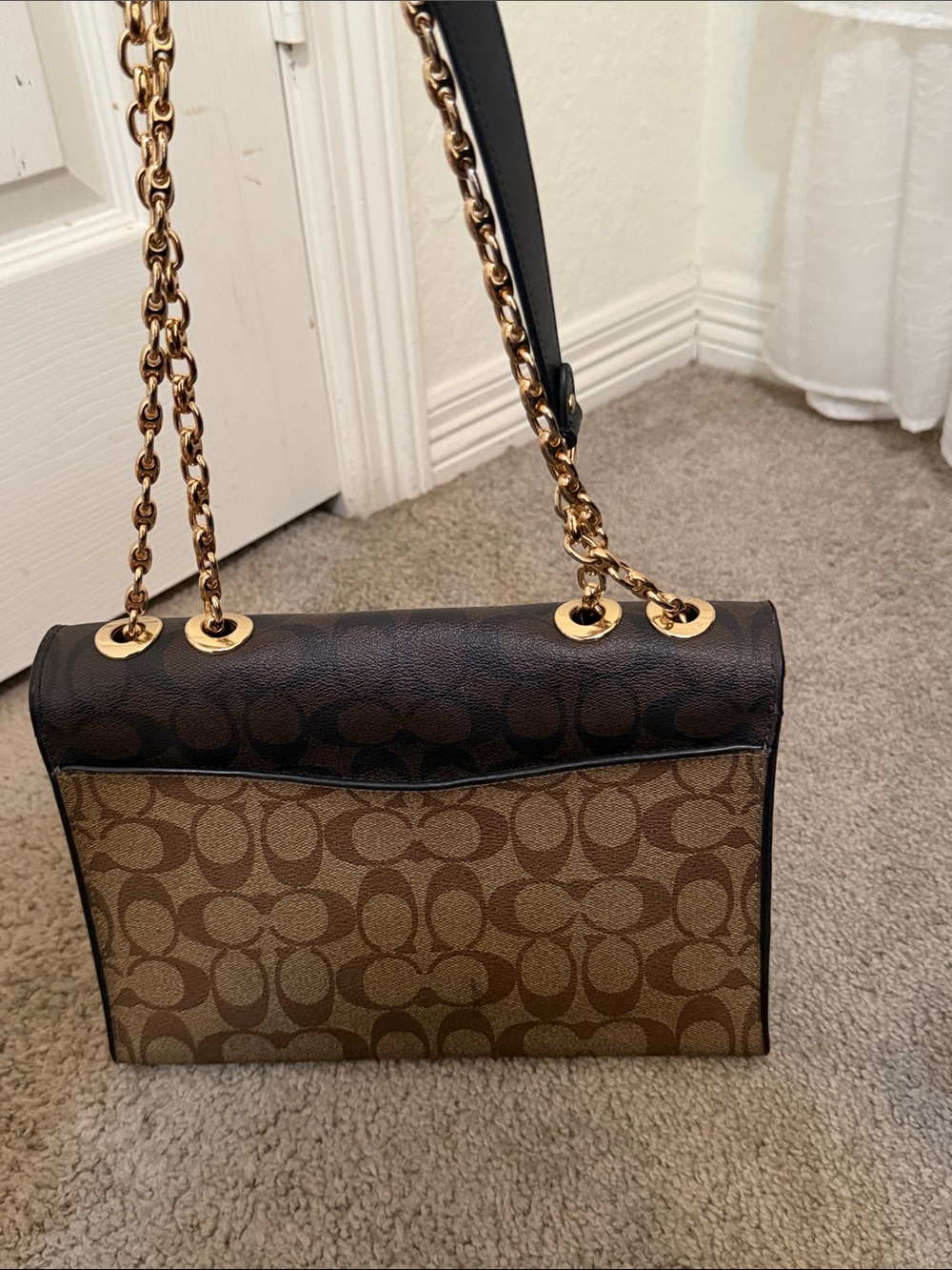 Coach Colorblock Shoulder Bag in Brown, Cream and Tan - Picture 3 of 7